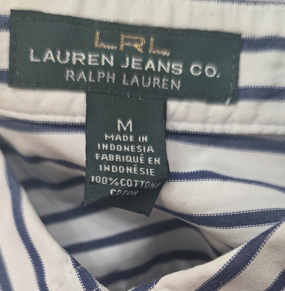 Lauren Ralph Lauren Striped Button Down Shirt Size M - Picture 3 of 9